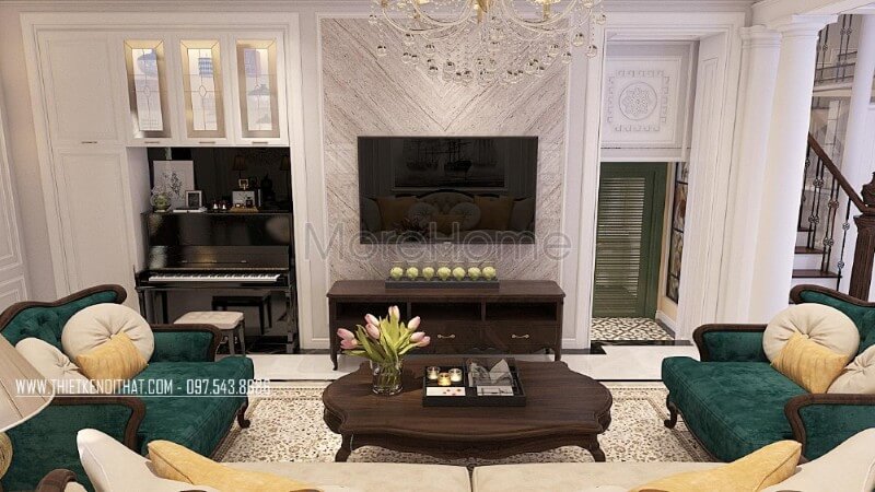 Sang trọng và đẳng cấp hơn với đá ốp tường phòng khách biệt thự cao cấp đá ốp tường phòng khách