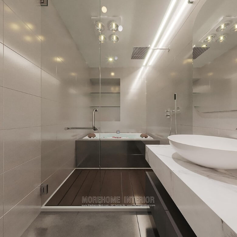 Mẫu đá nhân tạo ốp bàn lavabo màu trắng vân mây nhập khẩu cao cấp Thiết kế nội thất đá nhân tạo trong không gian nhà