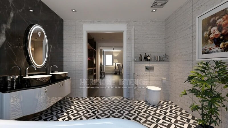 Đá ốp tường nhân tạo cao cấp màu đen cho phòng tắm đang là xu hướng ưa chuộng của nhiều khách hàng Thiết kế nội thất đá nhân tạo trong không gian nhà