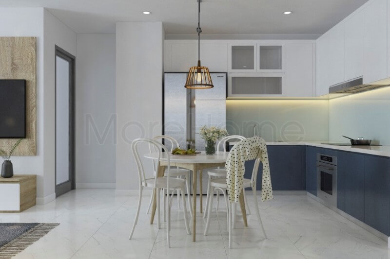 Sử dụng đá nhân tạo màu trắng để ốp bếp mang đến vẻ đẹp cao cấp và sang trọng hơn cho căn phòng đá ốp bếp màu trắng